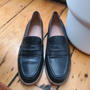 Madewell The Elinor Black Leather Penny Loafers Size 8